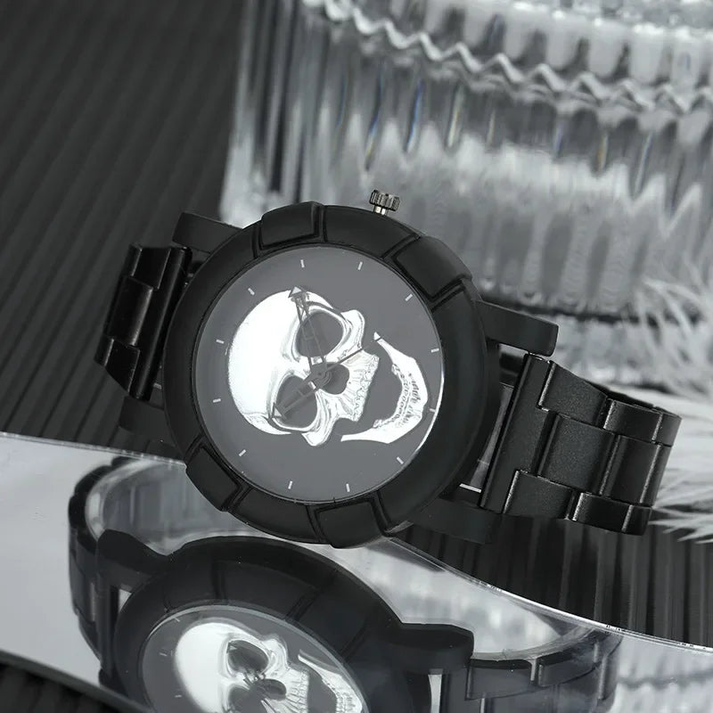 Montre Bracelet Crâne Et Os - 17.5 Cm, Couleur Blanc, Marque Stainless Style - Occasion Très Bon état
