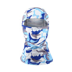 Cagoule Intégrale Moto Camouflage Blanc Gris & Bleu