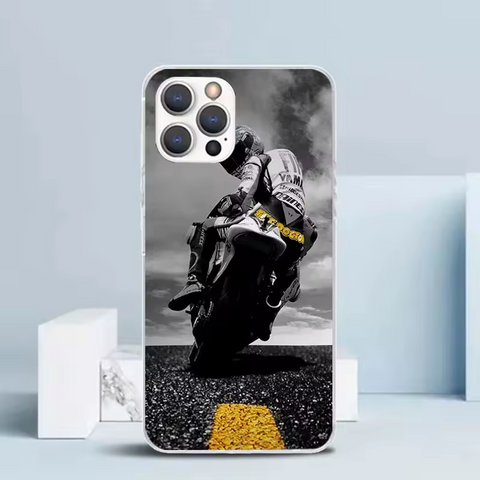 Vinilo o funda para iPhone Motocicleta<br> Motociclista en blanco y negro