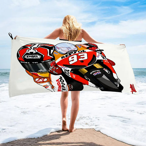 Serviette de Plage Moto GP<br> Cartoon Pilote Marquez