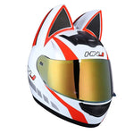 Casque Moto Blanc avec Oreille de Chat