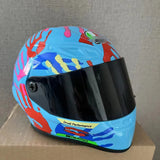 Casque Moto Chat & Petit Chien Bleu Clair