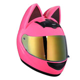 Casque Moto Rose Oreille de Chat Rose Visière Teintée Dorée - Antre du Motard