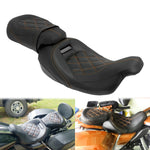 Selle de moto confort double place Couture jaune