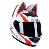 Casque Moto Blanc Oreille de Chat Visière Teintée Noire