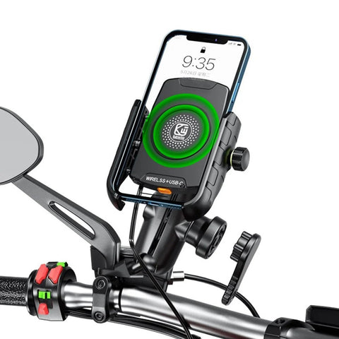 Support téléphone moto - UniPod Fixation rétroviseur - Chargeur USB