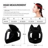 Casque Moto Noir avec Oreille de Chat