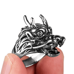 Bague Biker Dragon Chinois (Acier)