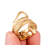 Bague Biker Serpent Doré (Acier)