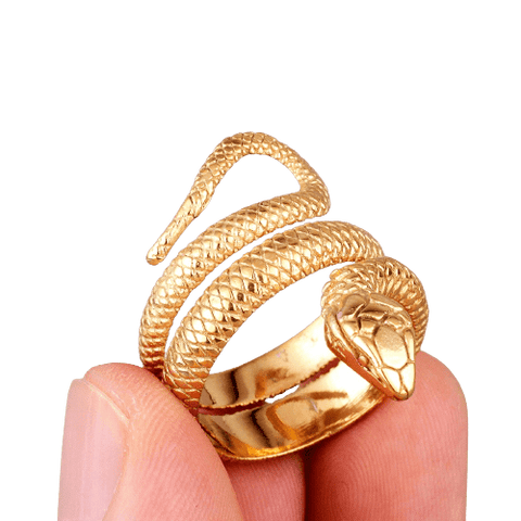 Bague Biker<br> Serpent Doré (Acier)