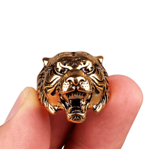 Bague Biker<br> Tigre Doré (Acier) - Antre du Motard