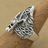 Bague Biker Squelette Démon en Moto (en Argent)