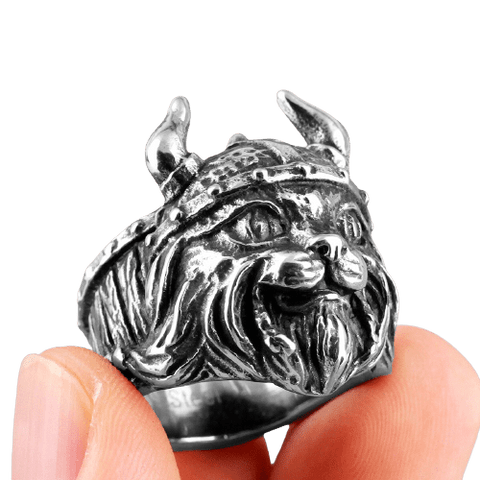 Bague Biker Chat Viking (Acier)