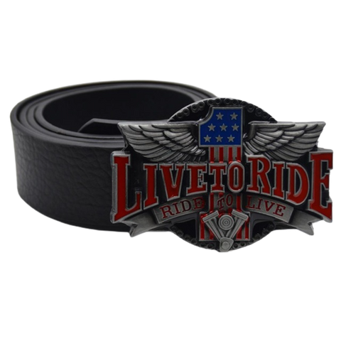 Ceinture biker - Live to ride Noir