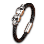 Bracelet Moto Tête de Mort (Cuir)