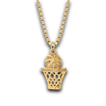 Collier Biker Panier de Basketball Doré (Acier & Cuivre)