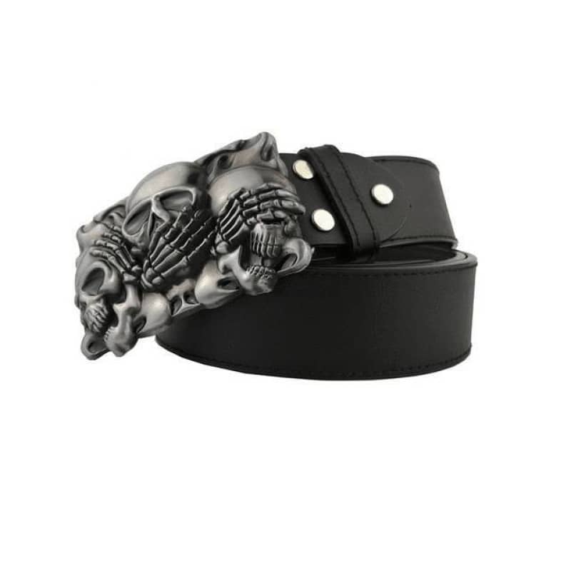 Ceinturon Motard En Cuir Marron Avec Boucle Western - Taille 94 Cm, Largeur 3,5 Cm, Occasion