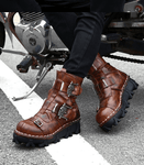 Bottes moto vintage tête de mort