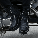 Bottes moto vintage tête de mort