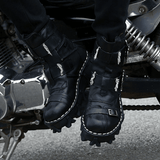 Bottes moto vintage tête de mort