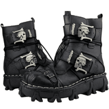 Bottes moto vintage tête de mort