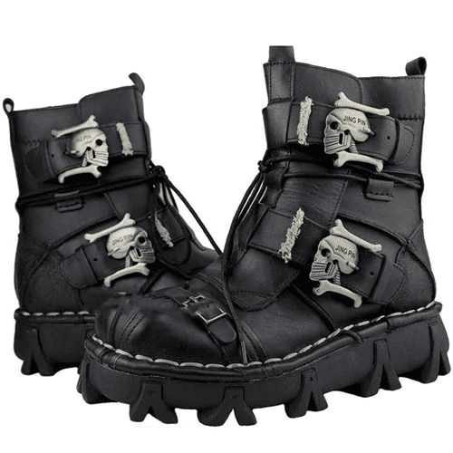 Bottes moto vintage tete de mort