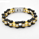 Bracelet Motard Chaine de Moto en Acier Noir et jaune