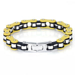 Bracelet Motard Chaine de Moto en Acier Jaune 24cm