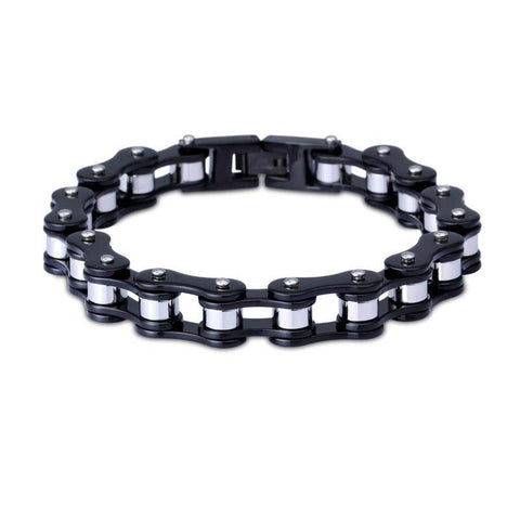 Bracelet Motard<br> Chaine de Moto en Acier Noir