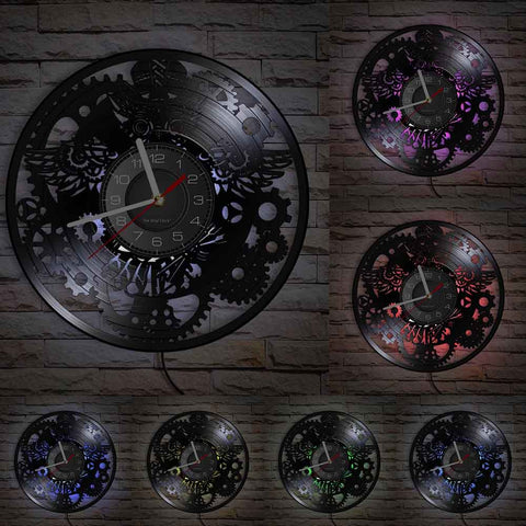 Horloge Murale Moto Engrenages Noirs (LED) Default Title