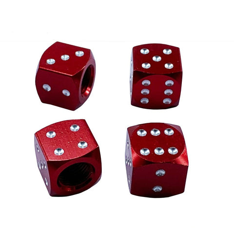 Bouchon de Valve Moto<br> Dé Rouge (Pack de 4) - Antre du Motard