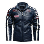 Veste Biker Racing Vintage Bleu (Simili Cuir)