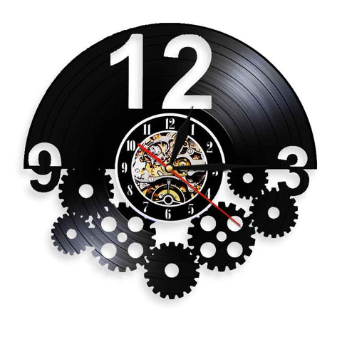 Horloge Murale Moto<br> Vinyle & Engrenages - Antre du Motard