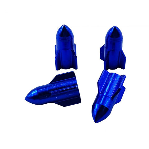 Bouchon de Valve Moto<br> Fusée Bleu (Pack de 4) - Antre du Motard