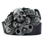 Ceinture Biker Tête de Mort & Pistons 130cm