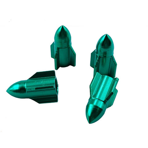 Bouchon de Valve Moto<br> Fusée Vert (Pack de 4) - Antre du Motard