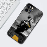 Coque Moto iPhone Motard en Noir et Blanc