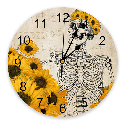 Horloge Murale Moto<br> Squelette et Tournesols Default Title