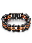 Bracelet Motard Chaine de Moto Noire & Orange