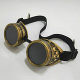 Lunette Biker Steampunk Doré avec Verre Teinté - Antre du Motard