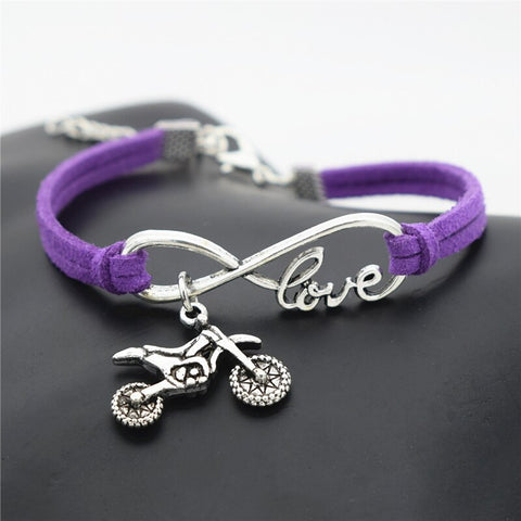 Bracelet Motocross Violet Love (Simili Cuir) Default Title