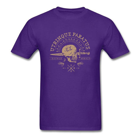 T-Shirt Biker<br> Epée et Crâne en Violet - Antre du Motard