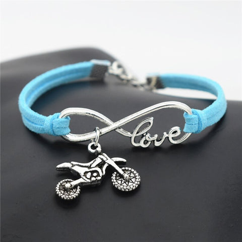 Bracelet Motocross Bleu Clair<br> Passionné (Simili Cuir) Default Title