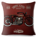 Housse de Coussin Décoratif Moto Custom - Antre du Motard