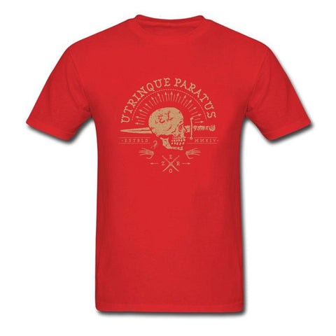 T-Shirt Biker<br> Epée et Crâne en Rouge - Antre du Motard