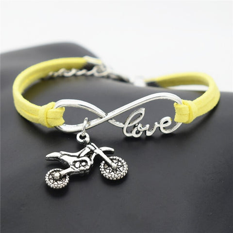 Bracelet Motocross Jaune<br> Love (Simili Cuir) Default Title