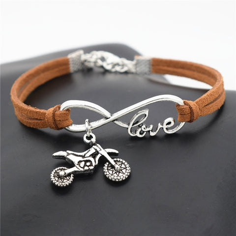 Bracelet Motocross Marron<br> Love (Simili Cuir) Default Title