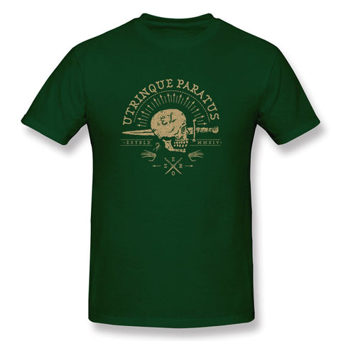 T-Shirt Biker<br> Epée et Crâne en Vert Foncé - Antre du Motard