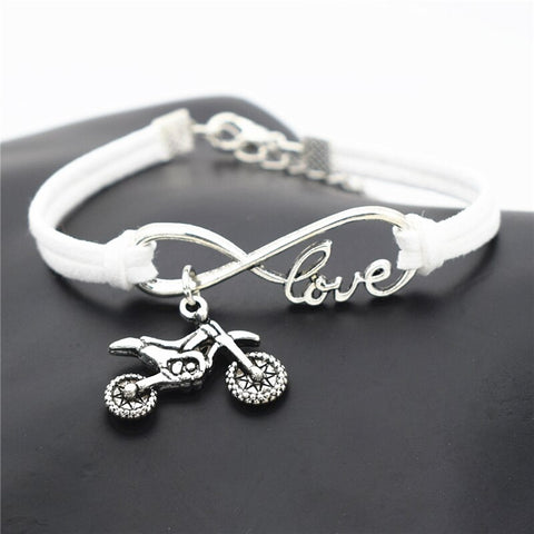 Bracelet Motocross Blanc<br> avec Inscription Love<br> (Simili Cuir) Default Title