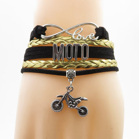 Bracelet Motard<br> Moto Cross Doré (Cuir) Default Title